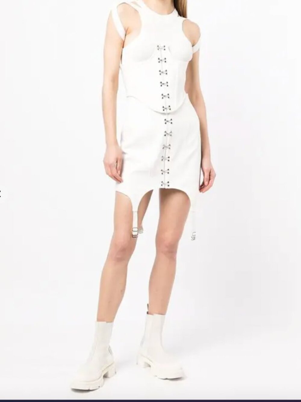 DION LEE Off-White Stretch Cotton Corset Top Size 4